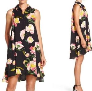 Adrianna Papell Sleeveless Floral Button Up Tunic Shirt Dress Women's Size 14